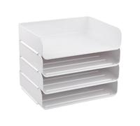 Focenat Corbeille à Courrier de Bureau, 4 Bac à Courrier Empilable, Plateau de Classement Papier, Organisateur de Bureau Plastique, Stable Bac à Papier A4 pour Bureau Maison l'école, 31.5x24.5x26.7CM