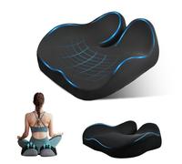 Focenat Coussin Coccyx Orthopédique, Coussin Ergonomique en Mousse à Mémoire de Forme pour Chaise de Bureau, Voiture, Soulagement Sciatique et Douleurs Lombaires (Noir)