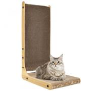 Focenat Griffoir pour Chat en Forme de L 60cm, Planche à Grattoir Chat, Grattoir pour Chat Antidrapant, Griffoir à Gratter en Carton Ondulé, Grattoir pour Chat avec Balle Jouet, pour Mur et Coin