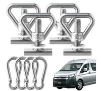Focenat Jeu De 4 Anneaux d'Arrimage, Écrous à Œillets, Écrous De Verrouillage à Œillets, avec Vis m10, 4 Crochets Métalliques, Compatible avec VW T5 T6 Multivan Voiture