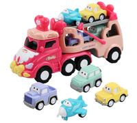 Focenat Jouet de Camion pour Filles Enfant, 5 en 1 Camion Jouet avec Sons et Lumières, Transporteur Voitures de Jouet, Cadeau Anniversaire Noël pour 1 2 3 4 Ans Filles Garcon Enfants