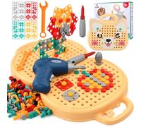 Focenat Jouet Montessori, Boite a Outils Magique Montessori, Coffre à Jouets Magiques Montessori, Mosaique Puzzle 3D avec Perceuse, Jouet Enfant 3 Ans, Puppy