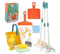 Focenat Kit de Nettoyage pour Enfant, 12 Pièces Enfant Jouet de Nettoyage, Ensemble Balai et Pelle Enfant, Set Menage Enfant, Jouet de Ménage pour Enfants à Partir de 3 Ans