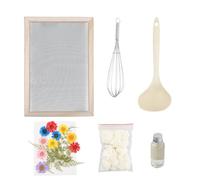 Focenat Kit Fabrication de Papier, Cadre Fabrication Papier pour Artisanat DIY, Enfants, Cadre en Bois avec Cuillère, Pâte Déshydratée, Fleurs Séchées, Fouet, Paillettes, Colle à Papier