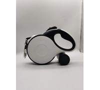 Focenat Laisse Chien Enrouleur,Laisse Flexi 8m,360° Anti-nœuds,avec Un Boutton S'arrêter Bloquer,Lampe LED,Porte-Sacs à Déjections Canines,Jusqu'à 35 kg,pour Petit, Moyen et Grand Chiens (Blanc)