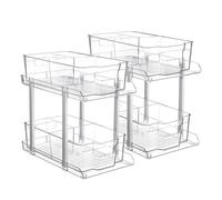 Focenat Lot de 2 Rangement sous Evier Cuisine, Rangement Coulissant Placard Cuisine avec Séparateurs Amovibles, Organisateur de Cosmétiques Épices, Rangement Tiroir pour Cuisine, Salle de Bain, Évier