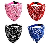 Focenat Lot de 4 bandanas pour chien - Bandana - Écharpe pour chien - Triangles de cou - Collier réglable pour chien de petite, moyenne et grande taille - Chiens et chats - Animaux domestiques (M)