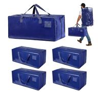 Focenat Lot de 4 Sac de Déménagement Extra Larges, 92L Sacs Déménagement Pliable avec Sangles de Sac à Dos et Poignées Solides, Sac Rangement Vetement robustes pour Vêtement & Linge de Lit