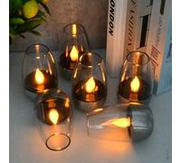 Focenat Lot de 6 Bougies solaires extérieures, Chauffe-plat LED, Flamme vacillante, Étanche, Résistant aux intempéries, Pour jardin, camping, décoration intérieure