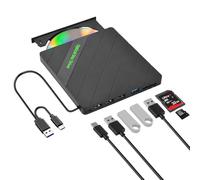 Focenat Mince Graveur DVD Externe,Lecteur CD DVD Externe avec Emplacements SD/TF et 2 Ports USB,Lecteur Graveur CD DVD Externe,Graveur D'ordinateur Portable,pour PC Laptop Desktops