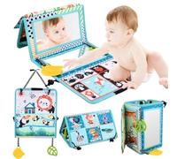 Focenat Miroir Bebe eveil,Miroir Montessori,Miroir Bebe,Miroir pour Bébé avec Livre Pétrissant,Jouet Miroir pour Bébé avec Livre en Tissuet Anneau de Dentition,pour Bébé 0 3 6 12 Mois