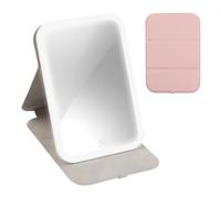 Focenat Miroir Maquillage Lumineux à Rotation 360°,Miroir Coiffeuse LED Réglable Miroir pour Coiffeuse 3 Couleurs Miroir avec Lumiere de Maquillage Cosmétiques pour Bureau/Voyage/Coiffeuse (Rose)