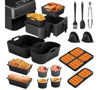 Focenat Moule Air Fryer pour Philips Dual Basket Airfryer Série 3000-5000 (6L/3L), NA350/NA550, 15 Pièces Air Fryer Accessoires, Moule Pain, Moule en silicone, Moule à gaufre, Moule à Tarte Aux Oeufs