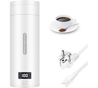Focenat Petite Bouilloire Electrique Portable, 3 en 1 Mini Bouilloire de Voyage avec Écran LCD, 5 Minutes D'ébullition Rapide, Arrêt Automatique, Température Réglable, pour Thé Lait Café (Blanc)