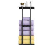 Focenat Porte Murale Serviette, Étagère Métal Noir pour Salle de Bain et Cuisine