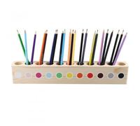 Focenat Pot à Crayon 41x5x7 cm, Porte-Stylo en Bois, Porte-crayons Bureau avec 11 Compartiments, Support de Stockage de Stylo, Organiseur de Pot Crayon pour Fournitures Artistiques,Salle de Classe