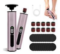 Focenat Rapeuse Pieds Électrique, 2-en-1 Râpe à Pieds Pédicure Rechargeable avec 30 Pads Remplaçables, 9 Vitesses Réglables, Écran LED, Ponceuse Pied, pour Callosités Corne Peau Morte (Rose)