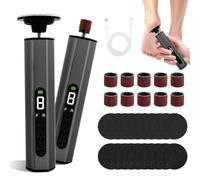 Focenat Rapeuse Pieds Électrique, 2-en-1 Râpe à Pieds Pédicure Rechargeable avec 30 Pads Remplaçables, 9 Vitesses Réglables, Écran LED, Ponceuse Pied, pour Callosités Corne Peau Morte (Gris)