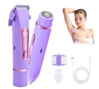 Focenat Rasoir Electrique Femme, 2 en 1 Tondeuse Femme Intime, Rasoir Femme Electrique avec LCD, Étanche IPX7, Humide/Sec, sans fil, Rechargeable USB-C, pour Visage Aisselles Jambes Bras (Violet)