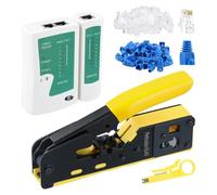 Focenat RJ45 Pince à Sertir, Kit d'outils à sertir RJ45, Outil Sertissage avec 50 Connecteurs, pour Fiche Réseau Ethernet RJ45 CAT5 CAT5e CAT6 CAT7