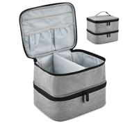 Focenat Sac de Rangement de Vernis à Ongles à Double Couche, Étui de Transport Organisateur de Vernis à Ongles, Convient à la Lampe sécheuse à Ongles et à l’Ensemble de Manicure, 30 Bouteilles (Gris)