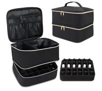 Focenat Sac de Rangement de Vernis à Ongles à Double Couche, Étui de Transport Organisateur de Vernis à Ongles, Convient à la Lampe sécheuse à Ongles et à l’Ensemble de Manicure, 30 Bouteilles