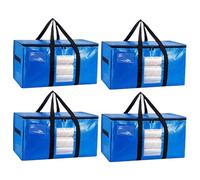 Focenat Sac de rangement vêtement, 4 pièces, Bleu, Polypropylène (PP), Fermeture éclair, 70 x 42 x 35 cm, 100L, Durable et facile à transporter, Literie