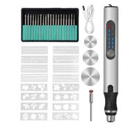 Focenat Stylo Graveur Électrique Sans Fil, 40PCS Kit Outils de Gravure, USB Rechargeable Stylo Graveur, Mini Graveur Lazer, Graveur Rotatif, Stylo Graveur Portable pour Bois Verre Métal Bijoux