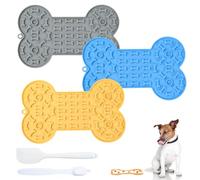 Focenat Tapis Lécher avec Spatule et Brosse, 3 Pièces Tapis Léchage avec Ventouse, Tapis de Lèche Chien, Tapis de Lechage pour Chat, Tapis à Lécher pour Bain, Toilettage, Entraînement