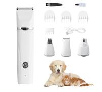 Focenat Tondeuse Chien Set, 4 en 1 Professionnelle Tondeuse pour Chien/Chat, Tondeuses Silencieuse, Rechargeable par USB, pour Petits Chiens Chats Poils Pattes Oreilles