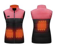 Focenat Veste Chauffante, Gilet Chauffant Femme, Doudoune Chauffante, Sans Manche, 3 Températures Réglables, 4 Zones de Chauffage, USB, Blouson Chauffant pour Ski, Moto, Chasse (Ohne Powerbank) (TG)