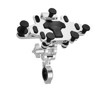 FOCKCPGEGV Support De Téléphone Moto pour HD Rotation À 360 ° Dégagement Rapide Silicone Anti-Vibration Antidérapant Réglable Anti-secousse Support Plaque Navigation pour Moto( B-Silver)