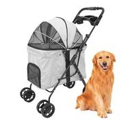 Focket 4 Roues Porte-Animaux de Compagnie, Pliable en Mailles Respirantes Chiens de Chat Jogger Jogger avec Fermeture éclair à 2 Voies, Porte-Plats Légers de Plats de Nourriture de (Grey)