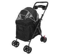 Focket 4 Roues Porte-Animaux de Compagnie, Pliable en Mailles Respirantes Chiens de Chat Jogger Jogger avec Fermeture éclair à 2 Voies, Porte-Plats Légers de Plats de Nourriture de (Black)