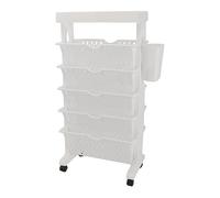 Focket Bibliothèque Mobile, Bibliothèque Roulante Détachable Rotative à 5 Niveaux de Taille Compacte, Chariot d'étagère Mobile avec Rangement Mince pour l'affichage d'angle de Bureau 'étude