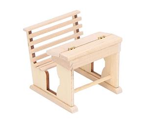 Focket Bureau d'école pour Maison de Poupée, Plateau Ouvert en Bois de Bouleau à l'échelle 1:12 avec Chaise Squelette pour Ensemble de Jeu de Salle de e Maison de Poupée Miniature