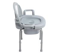 Focket Chaise Percée de Chevet, 3 Hauteurs Réglables, Accoudoirs Plus Larges, Toilettes Portables avec Seau Solide, Dossier rembourré, Base Antidérapante pour Femmes Enceintes, Personnes âgées et