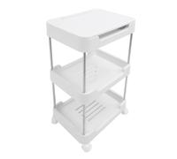 Focket Chariot à Rouler à 3 Niveaux avec Dessus de Table, Organisateur de Rangement en Plastique avec Roues pour Le Salon du Bureau de Salle de Bain de la Cuisine