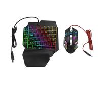 Focket Clavier de Jeu et Combo de Souris à Une Main, 4 en 1 RGB Backlit Half Hand Keyboard Souris avec Support de Repos et Convertisseur pour Les Joueurs Mobiles