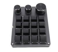 Focket Clavier Programmable, Clavier de Jeu Mécanique de Pad Macro personnalisé 16 avec 3 Boutons et 3 Couches LED Interrupteur Rouge rétro-éclairé pour Les Raccourcis de Jeu (Black)