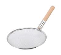 Focket Cuillère à écumer à mailles fines, passoire alimentaire en acier inoxydable avec manche en bois, cuillère à écumer la graisse multifonctionnelle pour la cuisson et l'écrémage (30cm)