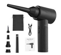 Focket Dépoussiéreur d'air électrique, sans Fil, 3 Réglages de Vitesse, Batterie 6000 MAh, Dépoussiéreur d'air comprimé, 'air sans Fil avec 6 Buses, Lumière LED pour Clavier 'Ordinateur,