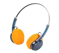 Focket Écouteurs Supra-Auriculaires Rétro, écouteurs Stéréo sans Fil Bluetooth 6.0 avec Microphone et Batterie de 20 Heures, Portables Légers pour Téléphones (Orange) (Bleu Transparent)