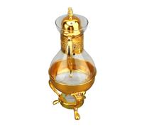Focket Ensemble de Cafetière en Verre, Pichet à Eau Chauffable de Style Vintage avec Couvercle et Tasse de Poignée Ergonomique pour une Utilisation à Domicile et au Bureau (GOLD)