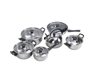 Focket Ensemble de Casseroles et Poêles, Batterie de Cuisine Complète de Construction Antiadhésive en Acier Inoxydable, Ensemble de Casseroles et Poêles de Cuisine avec Casserole, Marmite, Poêle à
