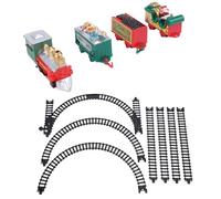 Focket Ensemble de électrique, Cloches Dorées et Vertes sur Le Thème des Vacances, Combinaison de Voies Flexibles, Ensemble de pour Arbre de Noël, de pour Tout-Petits avec 7 Voies et 4 Wagons pour