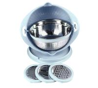 Focket Ensemble de Passoire 4 en 1, Passoire à Riz à Pivot Rotatif avec Couvercle Amovible et 3 Accessoires de Grille pour la Cuisine (BLUE)