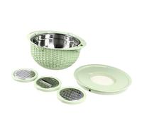 Focket Ensemble de Passoire 4 en 1, Passoire à Riz à Pivot Rotatif avec Couvercle Amovible et 3 Accessoires de Grille pour la Cuisine (GREEN)