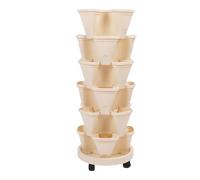 Focket Jardinière Empilable, Pot de Fleurs de Jardin Vertical Multiprices avec Roues Amovibles pour Balcon Jardinage de Légumes aux Fraises