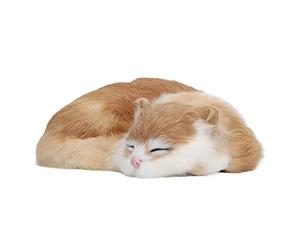 Focket Jouet en Peluche pour Chat, Chaton Endormi Réaliste avec Polaire Synthétique Douce et Yeux Brillants, Peluche de Chat Réaliste, Couture Fine, Petite Taille, Portable pour Bureau, Décoration de